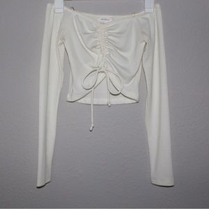 White off the shoulder crop top